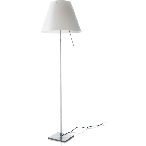 Luceplan Costanza Vloerlamp Telescopisch Met Dimmer En Diffuser Aluminium/wit