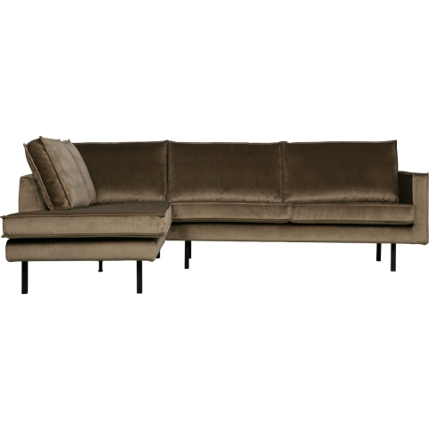 BePureHome Rodeo Velvet Hoekbank Links Taupe