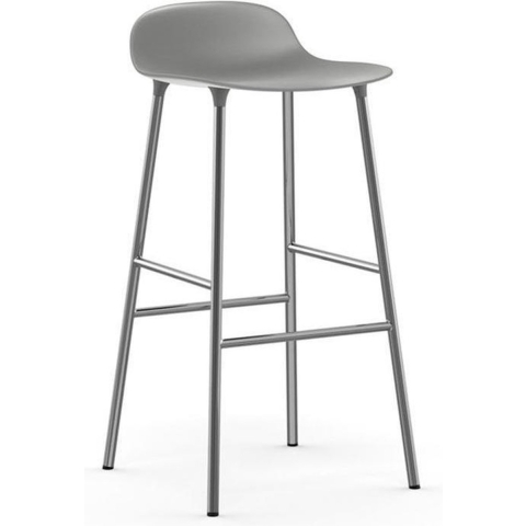 Normann Copenhagen Form Barstool Barkruk 75cm Met Verchroomd Onderstel Grijs
