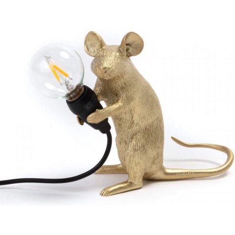 Seletti Mouse Sitting Tafellamp USB Goud