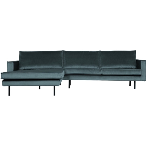 BePureHome Rodeo Velvet Met Chaise Longue Links Teal