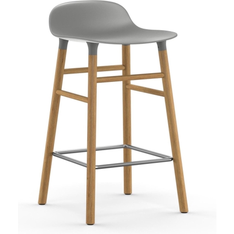 Normann Copenhagen Form Barstool Barkruk 65cm Met Eiken Onderstel Grijs