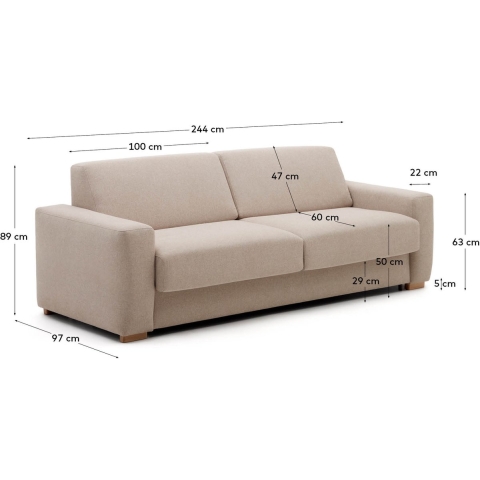 Kave Home Anley 3-zits Slaapbank 180x200