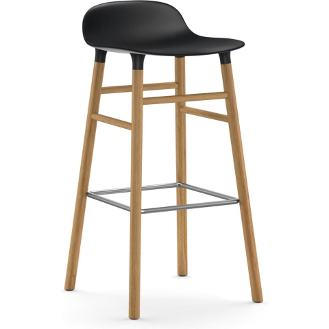 Normann Copenhagen Form Barstool Barkruk 75cm Met Eiken Onderstel Zwart
