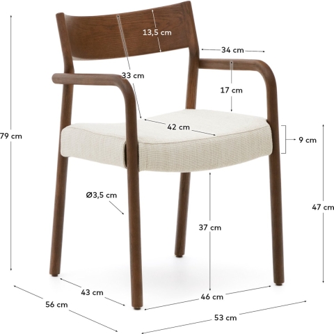 Kave Home Falconera Eetkamerstoel Walnoot