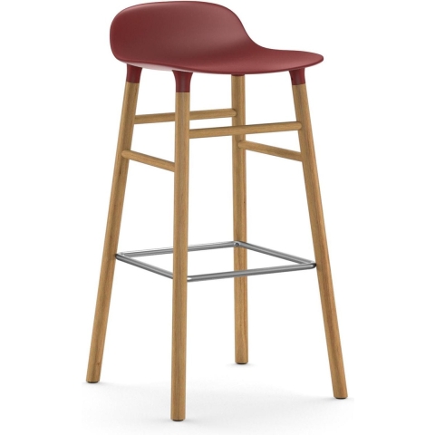 Normann Copenhagen Form Barstool Barkruk 75cm Met Eiken Onderstel Rood