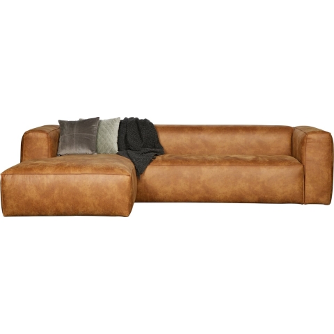 WOOOD Exclusive Bean Bank Met Chaise Longue Links Leer Cognac