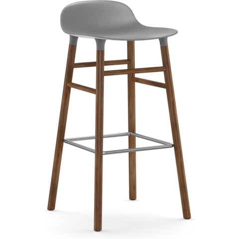 Normann Copenhagen Form Barstool Barkruk 75cm Met Walnoten Onderstel Grijs
