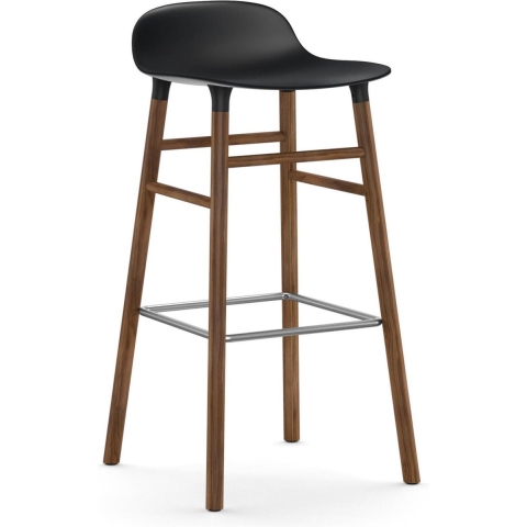 Normann Copenhagen Form Barstool Barkruk 75cm Met Walnoten Onderstel Zwart
