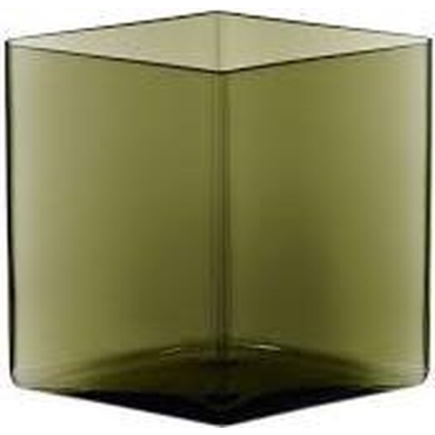 Iittala Ruutu Vaas Glas 11,5x20,5 Mosgroen