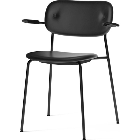 Audo Copenhagen Co Eetkamerstoel Met Arm Leder Dakar 0842 Zwart Eiken/zwart