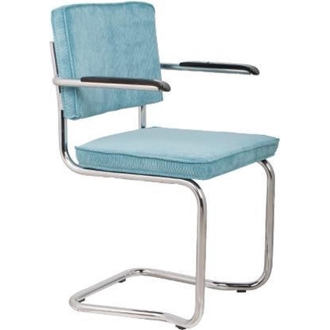 Zuiver Ridge Kink Rib Stoel Met Armleuningen Blauw