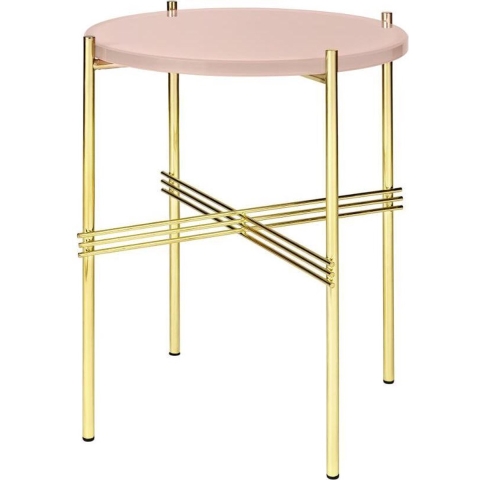 Gubi TS Bijzettafel 40 Messing/grijs Marmer