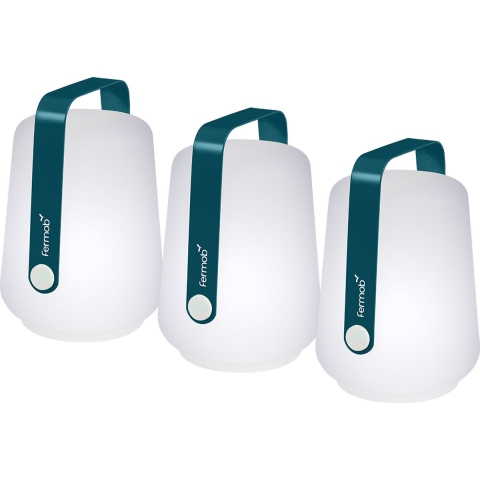 Fermob Balad Tafellamp Mini Set Van 3 LED Oplaadbaar Acapulco Blue