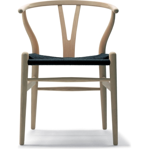 Carl Hansen&Son CH24 Wishbone Stoel Black Paper Cord Wit Geolied Eiken