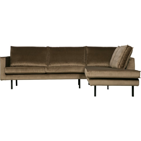 BePureHome Rodeo Velvet Hoekbank Rechts Taupe