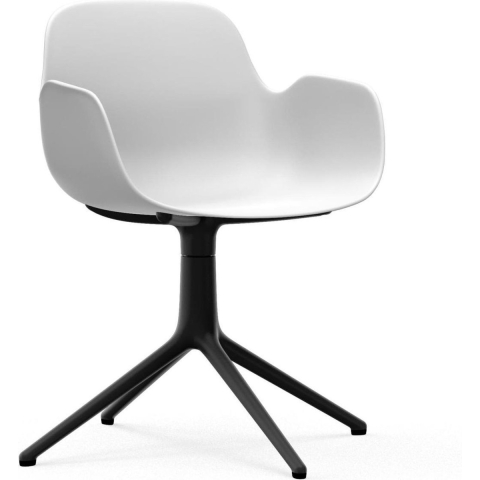 Normann Copenhagen Form Armchair Swivel Stoel Met Zwart Onderstel Wit
