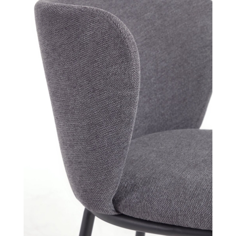 Kave Home Ciselia Barkruk 65 Chenille Donkergrijs