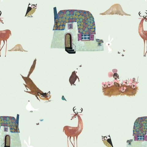 KEK Amsterdam Forest Animals Behang Groen