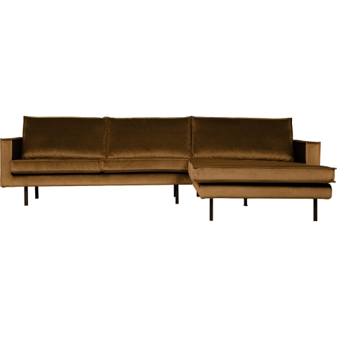 BePureHome Rodeo Velvet Met Chaise Longue Rechts Honing Geel