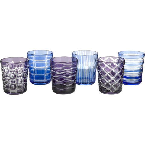 POLSPOTTEN Cuttings Glazen Set Van 6 Cobalt