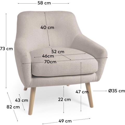 Kave Home Candela Fauteuil Grijs