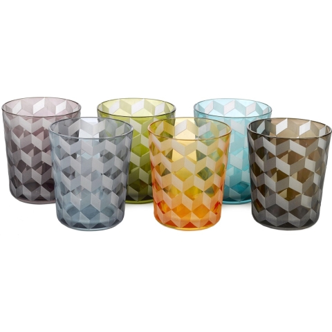 POLSPOTTEN Multicolour Blocks Glas Set Van 6