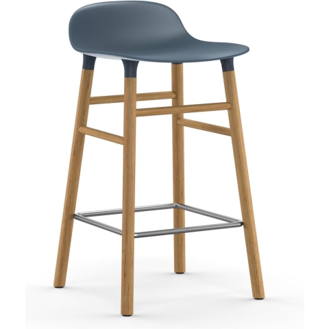 Normann Copenhagen Form Barstool Barkruk 65cm Met Eiken Onderstel Blauw