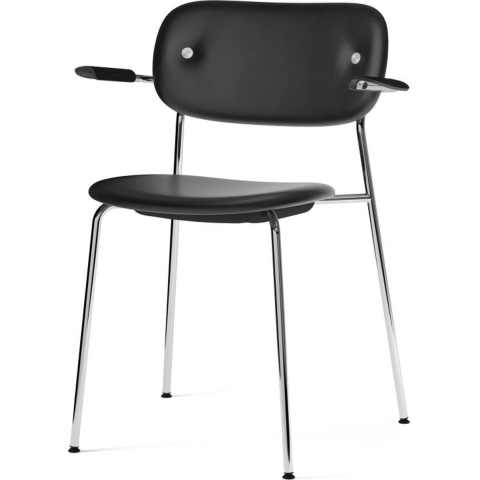 Audo Copenhagen Co Eetkamerstoel Met Arm Leder Dakar 0842 Zwart Eik/chroom