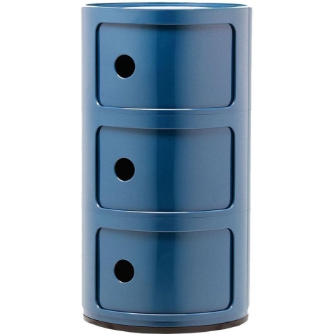 Kartell Componibili Kast Nachtkastje Large (3 Comp.)Ø32 Blauw