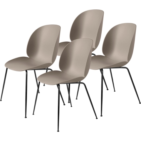 Gubi Beetle Stoel Met Zwart Stalen Onderstel Set Van 4 New Beige