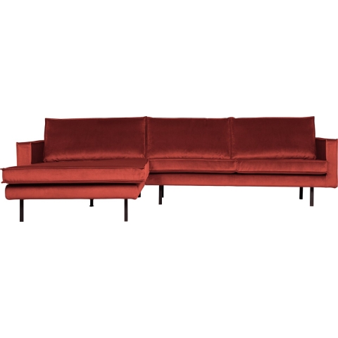 BePureHome Rodeo Velvet Met Chaise Longue Links Chestnut