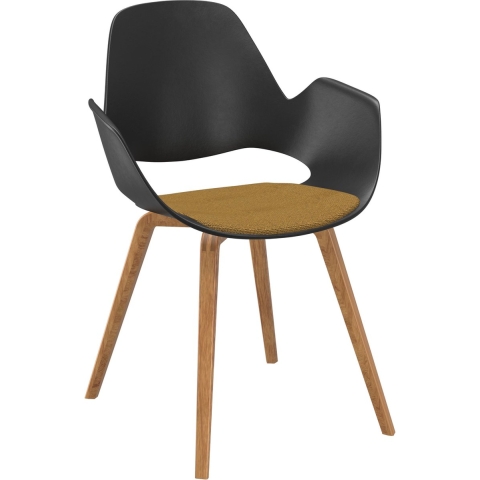 Houe Falk Gestoffeerde Stoel Met Eiken Onderstel Donkergeel