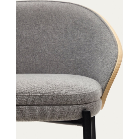 Kave Home Eamy Barkruk 77 Lichtgrijs Naturel Hout
