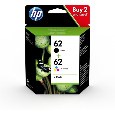 HP 62 inktcartridges zwart/drie-kleuren - standaard capaciteit , 2-pack - (N9J71AE)