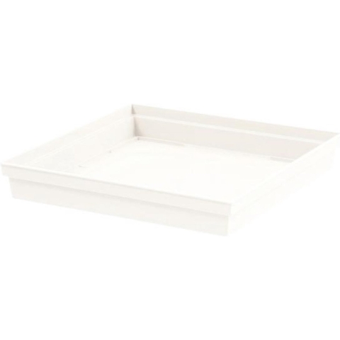 Bloempot Toscane vierkant kunststof wit L43 x B43 x H80 cm inclusief onderschaal L33 x B33 x H5 cm -