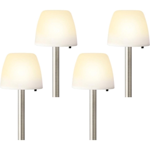 Set van 8x stuks solar tuinlamp/prikspot schemerlamp op zonne-energie 28 cm -