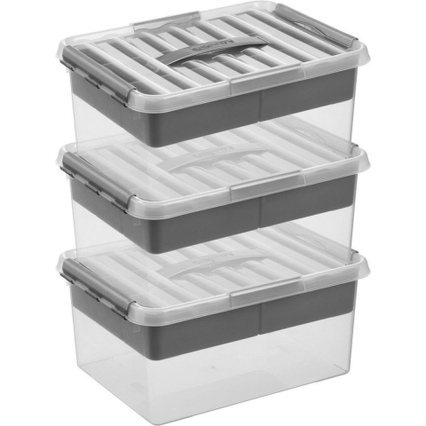 3x Opberg boxen/opbergdozen tray 15 liter40 x 30 x 18 cm -