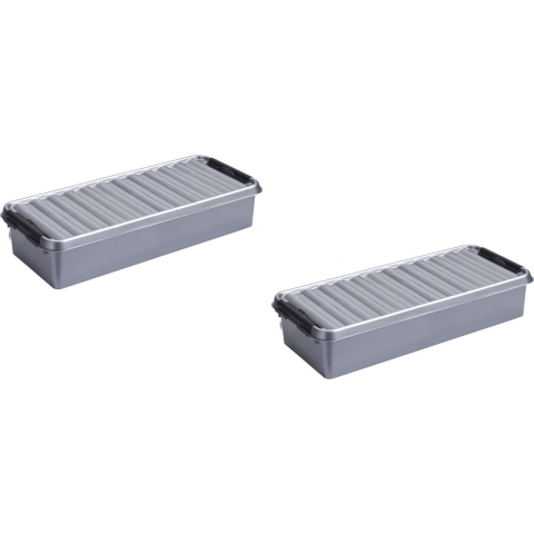6x stuks opbergboxen/opbergdozen 6,5 liter kunststof metallic/zwart -