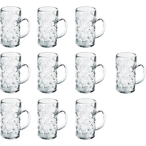 10x Bierpullen/bierglazen halve liter/50 cl/500 ml van onbreekbaar kunststof -