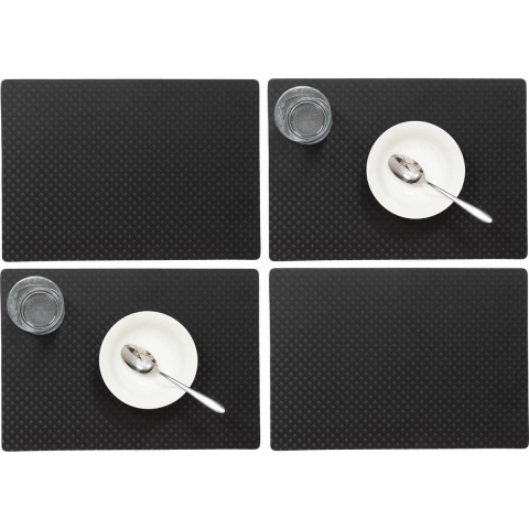 Set van 12x stuks stevige luxe Tafel placemats Zafiro zwart 30 x 43 cm -