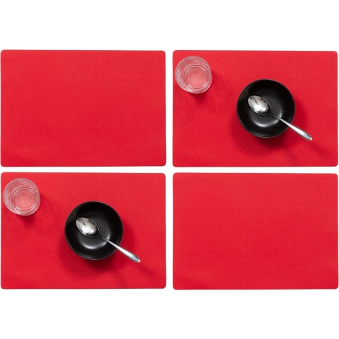 Set van 12x stuks stevige luxe Tafel placemats Plain rood 30 x 43 cm -