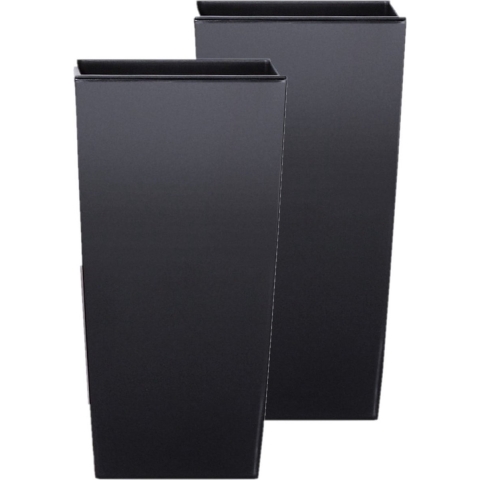 4x stuks kunststof Urbi bloempot/plantenpot met binnenpot antraciet 32 x 32 x 61 cm -
