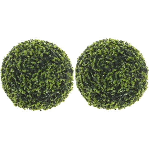 2x stuks buxus bollen Theeblad groen D27 cm kunstplant -
