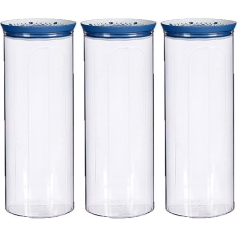 5x stuks kunststof voorraadpot/bewaarpot transparant met deksel L12 x B12 x H28 cm - 2200 ML -