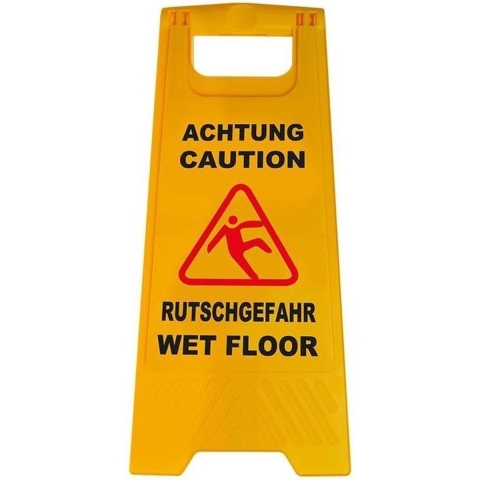 4x Waarschuwingsbord opgepast gladde vloer kuntstof geel 58 cm -