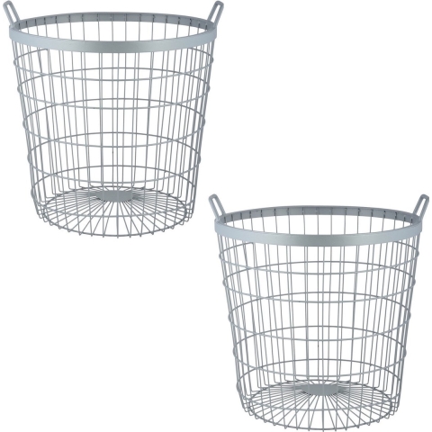 2x Metalen draadmanden/haardhout manden 43 x 45 cm -