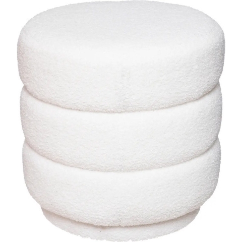 Poef om te zitten Desert Vibes - hout/stof - soft wit - D40 x H40 cm - bijzet stoeltjes -