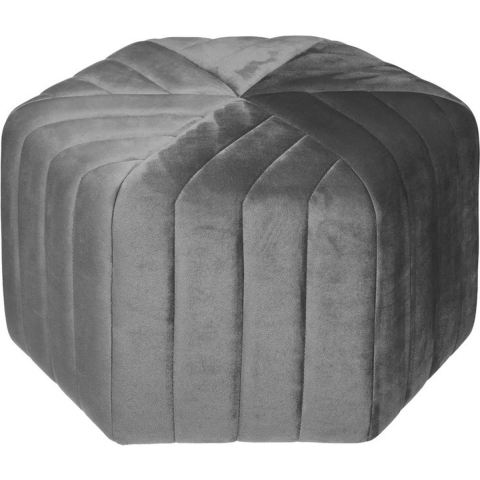 Poef om te zitten Diamond - hout/stof - soft grijs - D52 x H30 cm - bijzet stoeltjes -
