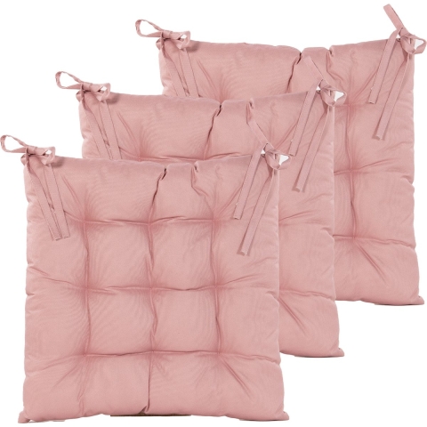 Stoelkussen gewatteerd - 6x - oud roze - 38 x 38 cm - binnen/buiten -